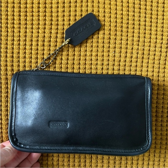 Vintage Coach Black Leather Chunky Case Multipurpose Make-up Money Pouch - Picture 1 of 14